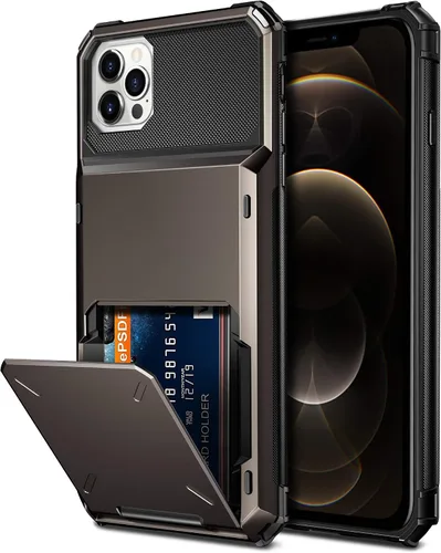 Miniatura 7 de Vofolen Funda compatible con iPhone 12, cartera 5G, 4 ranuras para tarjetas, tarjetero con bolsillo oculto, doble capa, cubierta trasera protectora