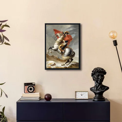 Miniatura 4 de Wieco Art Napoleón enmarcado cruzando los Alpes de Jacques-Louis David pinturas al óleo, reproducción abstracta de impresiones en alta definición