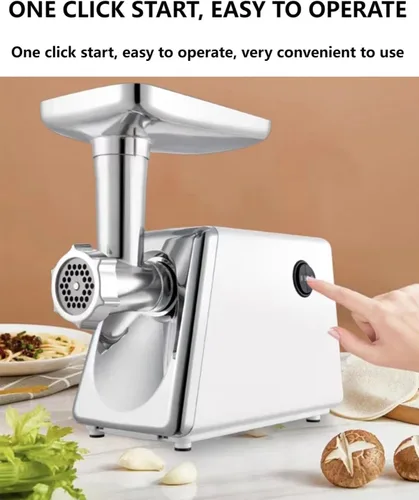 Miniatura 4 de Picadora eléctrica de carne, potencia bloqueada máxima de 900 W con 5 placas de molienda y 2 tubos de salchicha, procesador de alimentos resistente
