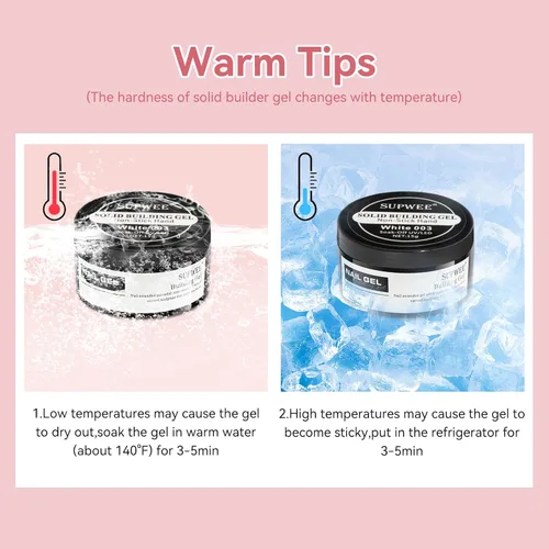 Miniatura 5 de Gel de arte de uñas 3D transparente y blanco, gel sólido constructor para uñas, antiadherente, para escultura de manos, geles duros con doble