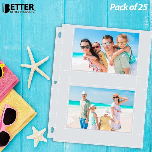 Miniatura 2 de Better Office Products Recambios pesados de 4 x 6 pulgadas para carpeta de 3 anillos transparentes de diamante, 100 fotos en total, cada hoja de 2