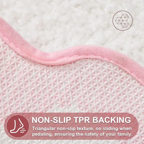 Miniatura 7 de ORTIGIA Pequeña y Linda Alfombra de Baño con Volados, Alfombras de Baño de Microfibra de Lujo en Blanco y Rosa, Antideslizante, Lavable, de Secado