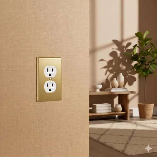 Miniatura 3 de Rio Salto BRASS - Cubierta de pared de metal dorado para toma de corriente o interruptor de luz, placa de pared resistente a la corrosión, cubierta