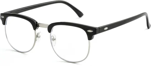 Lentes de bloqueo de luz azul para mujeres y hombres, clásicos, semi sin montura, falsos nerd anti rayos azules para computadora