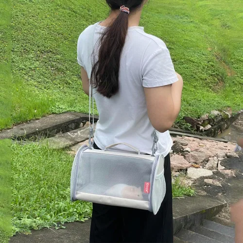 Miniatura 5 de Transportadora de Conejillos de Indias de Viaje Bolsa Transportadora para Animales Pequeños Lagarto Pájaro Conejo Transportadora Ardilla Bolsa Caqui