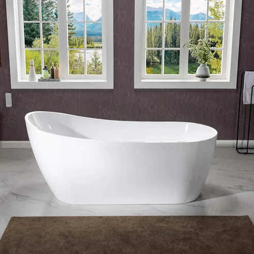 Miniatura 6 de WOODBRIDGE Drenaje y desbordamiento de bañera de remojo acílico blanco independiente de 67 pulgadas, BTA1508-B/N-Drain &O, con secado de níquel