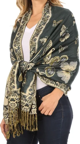Miniatura 3 de Sakkas Liua - Mantónbufanda de pashmina multicolor con diseño largo y ancho