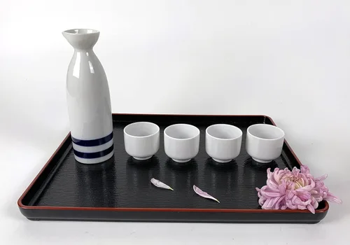 Miniatura 5 de JapanBargain 4126, bandejas de plástico lacado japonés, bandeja versátil para Bento, cena, té, mesa de café, otomana, TV y uso de mayordomo
