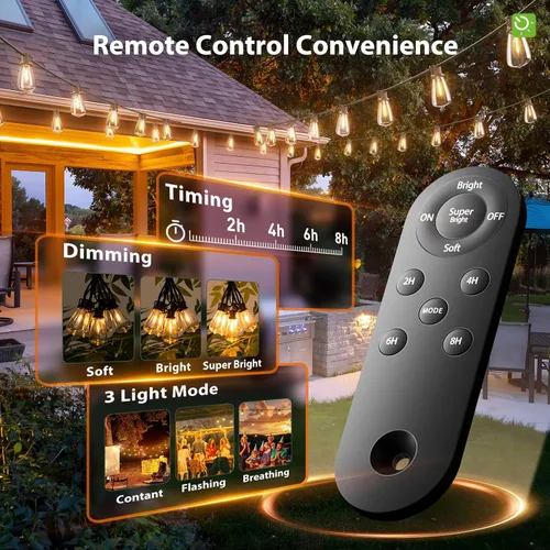 Miniatura 2 de KYY Luces de Cadena Solares de 78 Pies (72+6) para Exteriores con Puerto USB Control Remoto, LED Impermeables Alimentadas por Energía Solar