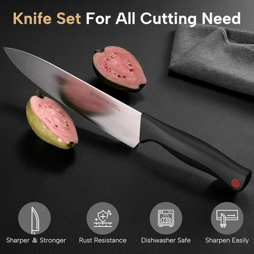 Miniatura 2 de Astercook Juego de cuchillos de cocina de 15 piezas con afilador integrado, juego de bloques de cuchillos de chef de acero inoxidable alemán de alto