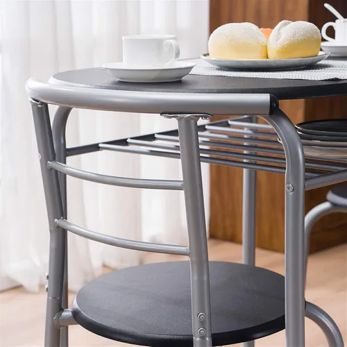Miniatura 8 de Mesa de comedor con 2 sillas, juego de mesa de desayuno y sillas de 3 piezas, mesa de comedor pequeña de madera moderna para 2 personas con marco