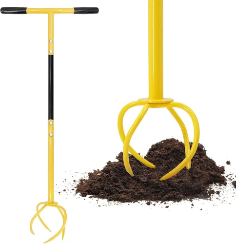 Altdorff Taladro manual para jardinería, cultivador manual de garra de jardín con mango ergomómico, cultivador de acero, aireador de césped,