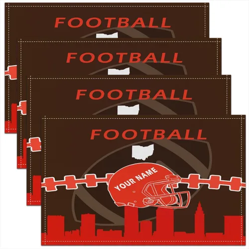 Miniatura 11 de Erosebridal Juego de 4 manteles individuales personalizados de fútbol de 12 x 18 pulgadas, manteles individuales para adultos, manteles individuales