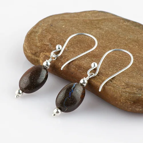 Miniatura 47 de Aretes de aro de cristal afganita natural Piedras afganas de alto grado Aretes chapados en plata Gota lisa Joyas de piedras preciosas hechas