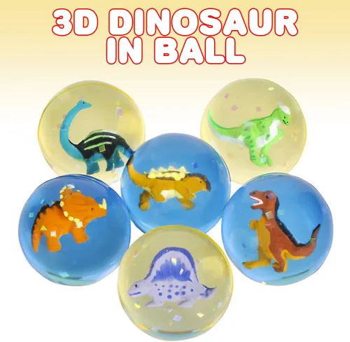 Miniatura 4 de ArtCreativity Bolas de rebote de dinosaurio de 2 pulgadas, juego de 12, bolas para niños con dinosaurio 3D en el interior, juguetes al aire libre
