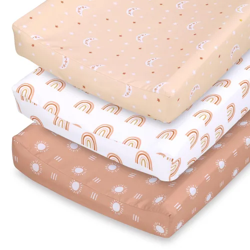 The Peanutshell Juego de 3 fundas para cambiador de bebé niña o niño, funda ultra suave, se adapta a almohadillas estándar para cambiadores, sábanas