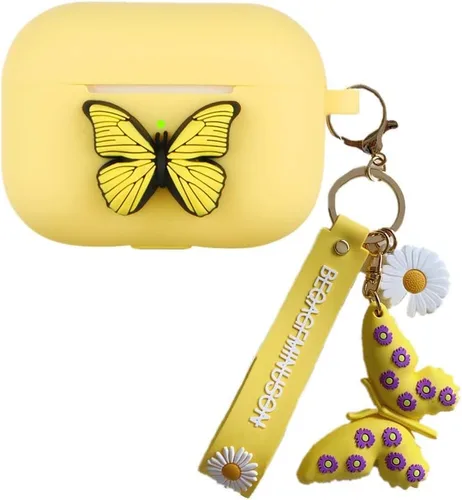 Funda de mariposa AirPods Pro, funda de silicona a prueba de golpes 3D para Airpods 3, llavero para mujeres y niñas, regalo compatible con Apple