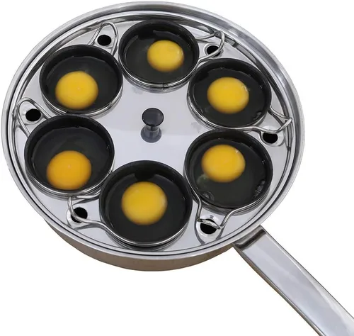 Sartén para Huevos Escalfados de 6 Tazas - Olla para Huevos Escalfados de Acero Inoxidable – Juego de Utensilios de Cocina para Escalfar Huevos