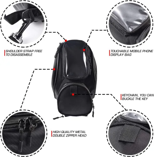 Miniatura 3 de KATUR Bolsa para tanque de combustible de gasolina para motocicleta, tela Oxford impermeable con fuerte bolsa magnética compatible con Harley Honda