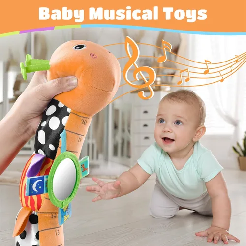Miniatura 5 de Awotoy Baby Toys - Juguete musical de oruga interactivo multicolor para bebés, sonajero arrugado, suave con campana de anillo, juguete de peluche