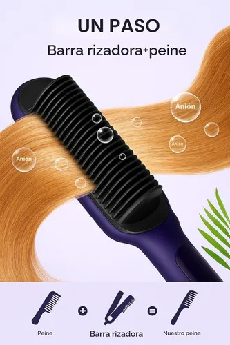 Miniatura 6 de Cepillo alisador de cabello iónico mejorado, peine alisador para mujeres con 9 ajustes de temperatura, pantalla LED, calentamiento rápido