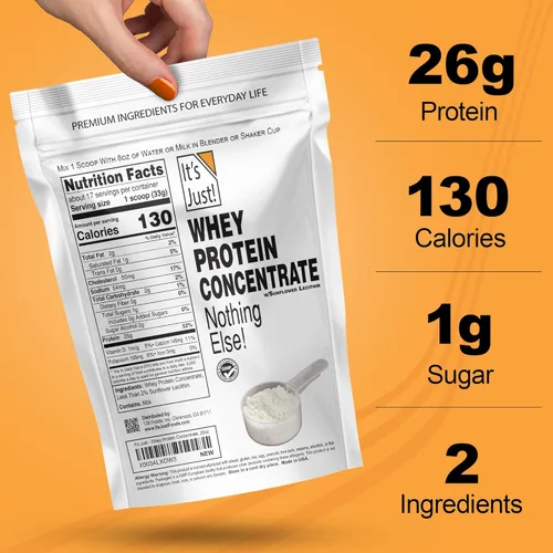 Miniatura 3 de It's Just! - Concentrado 100% de proteína de suero de leche, apto para GLP-1, fabricado en Estados Unidos, sin hormonas RBST/rBGH, WPC-80 premium