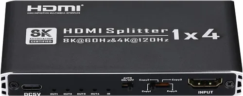 Miniatura 9 de Divisor HDMI 1x4, 4K 60Hz 1 en 4 salidas HDMI Splitter Audio Video Distribuidor Caja Soporte Full Ultra HD, 3D, HDR, Compatible con HDTV, Blu-Ray