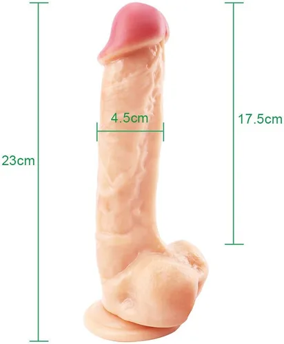 Miniatura 2 de Pene de silicona realista grande de 9 pulgadas con fuerte ventosa para estimulación de empuje manos libres, juguete para adultos 4d