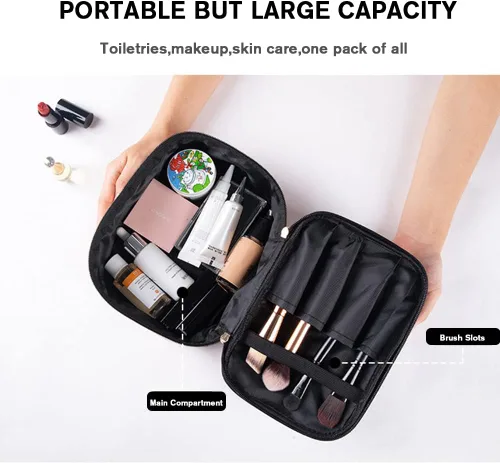 Miniatura 5 de FITINI Bolsas de Maquillaje de Doble Capa para Almacenamiento de Viaje Estuches Cosméticos Organizador de Maquillaje Bolsas de Aseo Resistentes al