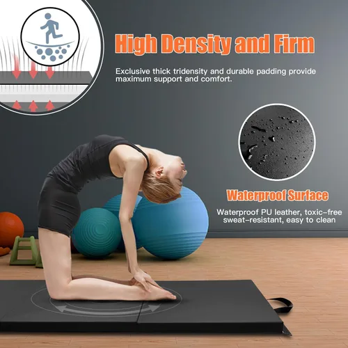 Miniatura 3 de RitFit Upgraded Folding Exercise Mat, 2 Inch Thick Gymnastics Mat 3’x6’,4’x8’,4x10’,2'x8' with Carrying Handles for Yoga, MMA, Stretching, Core Azul