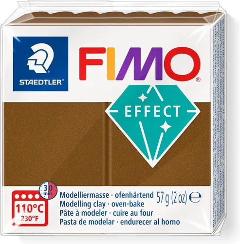 STAEDTLER 8010-71 FIMO Effect - Arcilla de modelado polimérica endurecedora para horno, bronce antiguo metálico (1 bloque de 2.01 oz)