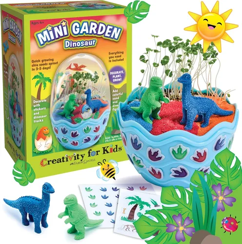 Creativity for Kids Mini Garden - Kit de terrario de dinosaurios para niños, manualidades de dinosaurios, juguete de dinosaurio, kit de ciencia para
