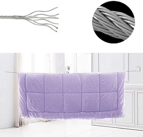 Miniatura 5 de Youngine Tendedero retráctil para interiores y exteriores, para colgar en la pared, con cuerda de acero de 13.8 pies, colgador de cuerda ajustable