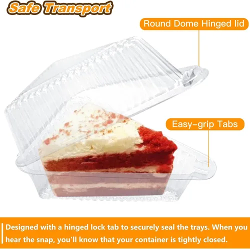 Miniatura 4 de Goiio 100 Piezas Recipientes de Plástico para Rebanadas de Pastel, Recipiente para Pastel de Queso con Tapa con Bisagras de 4.33 Pulgadas