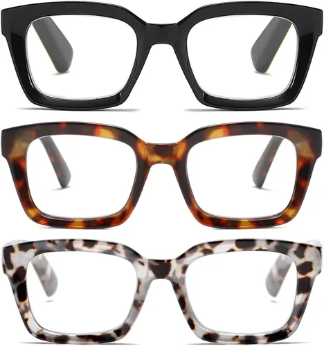 Miniatura 9 de Lentes de lectura cuadrados de estilo moderno con bisagra de resorte, bloqueo de luz azul para hombres y mujeres