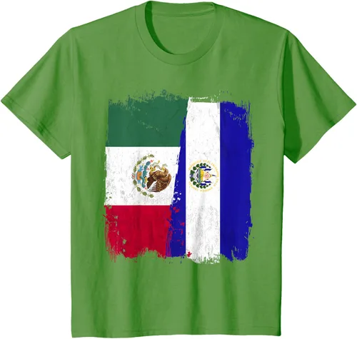 Miniatura 56 de Camiseta con la bandera mexicana de El Salvador con la mitad de la bandera mexicana de El Salvador