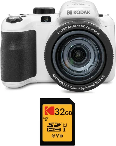 Kodak PIXPRO AZ425 Astro Zoom - Cámara digital de 20 MP (blanco) con tarjeta de memoria de 32 GB (2 artículos)