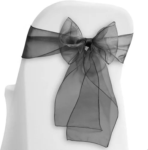 Miniatura 7 de Lann's Linens - 100 elegantes fundas de organza para silla de boda/fiesta Fajas/lazos - Cinta para atar en la parte trasera - Azul bebé