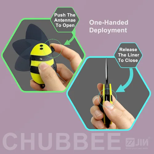 Miniatura 5 de JIN Chubbee Starters - Cuchillo de bolsillo seguro, juguete para ansiedad, cuchillos falsos, hoja y mango G10 opaco, EDC plegable, kit de bricolaje