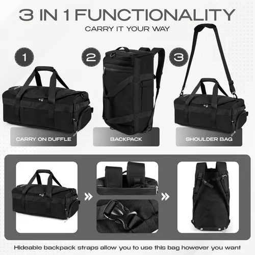 Miniatura 5 de Mochila táctica 3 en 1 para hombres y mujeres, mochila de viaje con soporte para tazas, compartimento para zapatos y laptop con ventilación