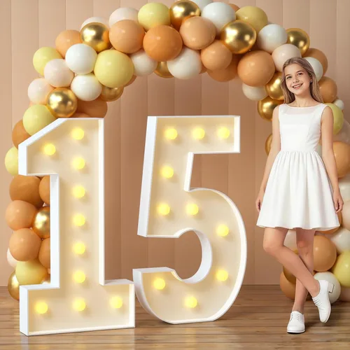 Miniatura 89 de imprsv Letras de marquesina iluminadas, letras de mosaico de 1.2 m con luz para decoración de baby shower, graduación, gran J para decoraciones