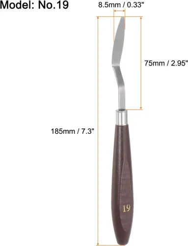 Miniatura 2 de HARFINGTON 2 cuchillos de paleta No.19 de 0.335 in de ancho de acero inoxidable pequeña espátula puntiaguda cuchillo de paleta de pintura con mango