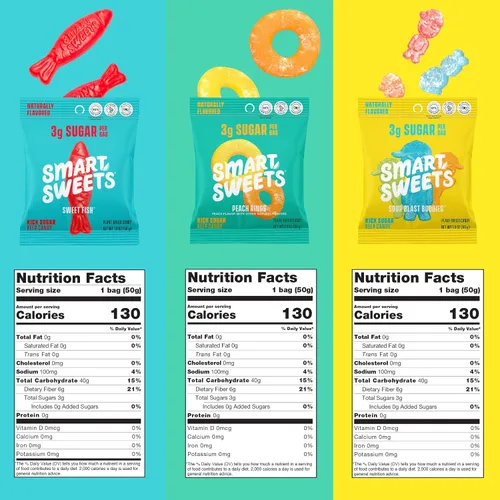 Miniatura 5 de SmartSweets - Paquete variado de muestra, paquete de 6 sabores individuales, dulces bajos en azúcar y calorías - pescado dulce, bocadillos