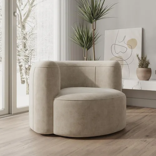 Miniatura 3 de Acanva - Sofá de terciopelo con respaldo curvo y diseño moderno de lujo, sofá minimalista cómodo para sala de estar, apartamento, espacio