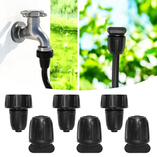 Bonviee Piezas de riego por goteo para línea principal de 5/16 pulgadas (paquete de 6) - 3 adaptadores de rosca de manguera hembra de PVC no