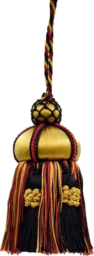 Miniatura 7 de DÉCOPRO Elegante borla de llave de 4 pulgadas (3.9 in) con lazo acentuado con borlas de corona (estilo # KTAX4) crema marfil azul #LX03