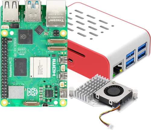 Kit básico de iRasptek para Raspberry Pi 5 RAM 4GB con carcasa Pi 5 y refrigerador activo