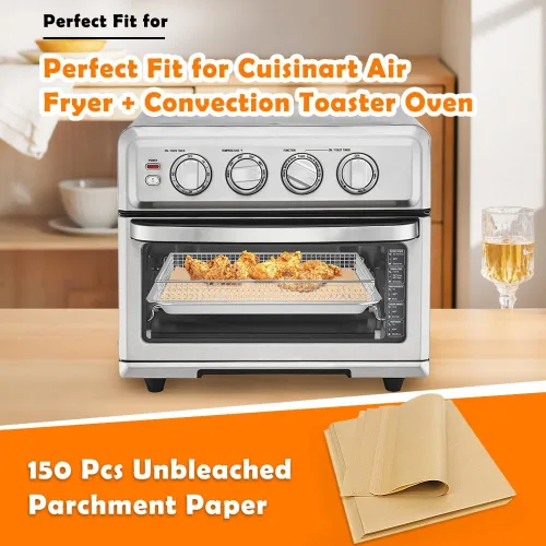 Miniatura 2 de YQL 150 forros desechables para freidora de aire de 9 x 11 pulgadas, papel pergamino rectangular sin blanquear para freidora de aire Cuisinart