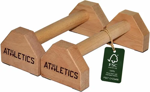 DC ATHLETICS® Paraletas de madera para calistenia – Barras de mano aptas para muñecas, madera de haya seleccionada y estabilidad sin tambaleo con