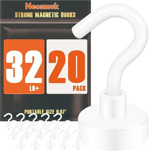 Miniatura 26 de Neosmuk Ganchos magnéticos, esenciales para cruceros, más de 32 libras, ganchos magnéticos resistentes para cabinas de cruceros, refrigerador